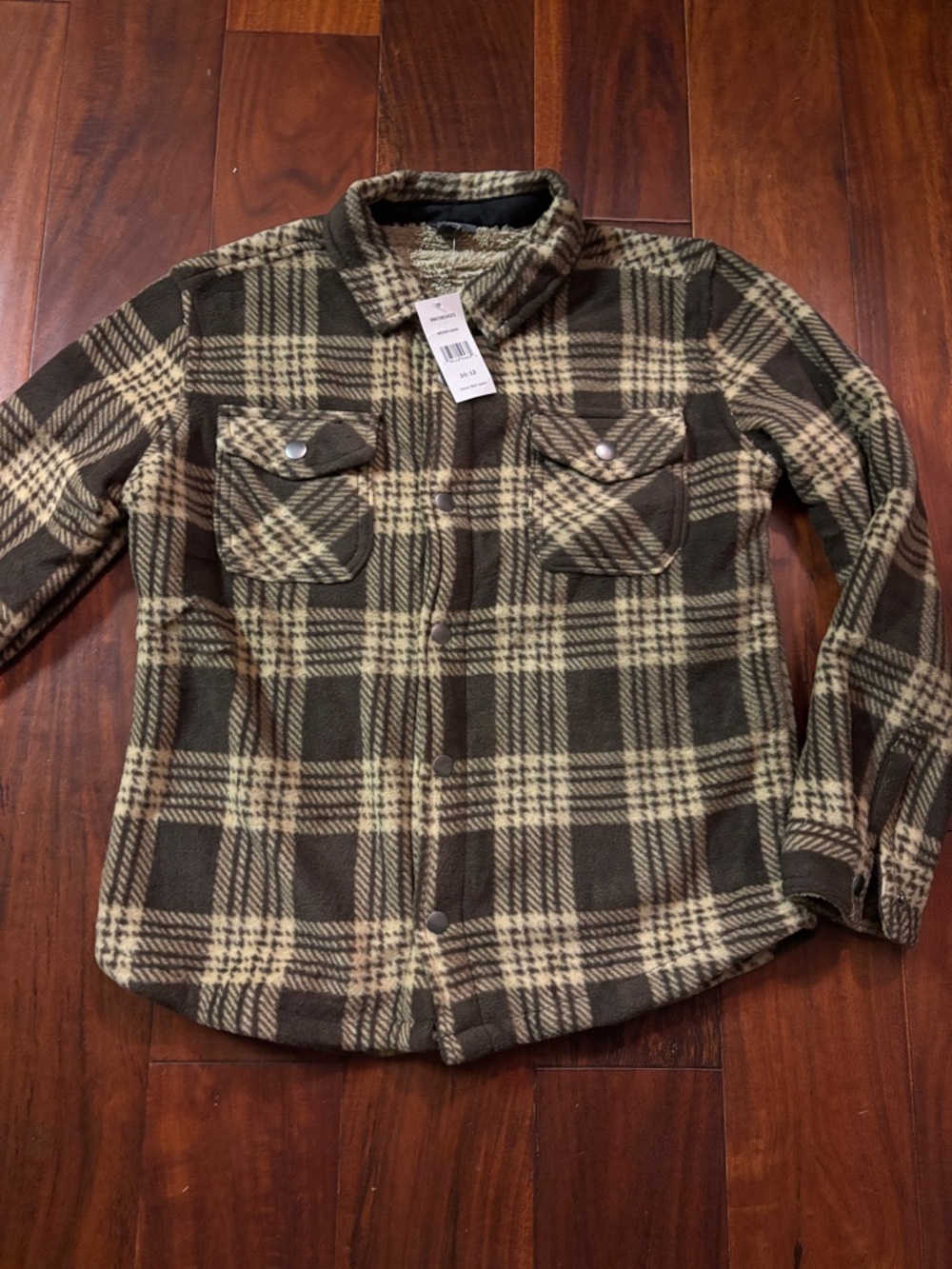 Eddie Bauer Boys Fleece Shirt Jacket Sherpa Line Size 10-12 NWT